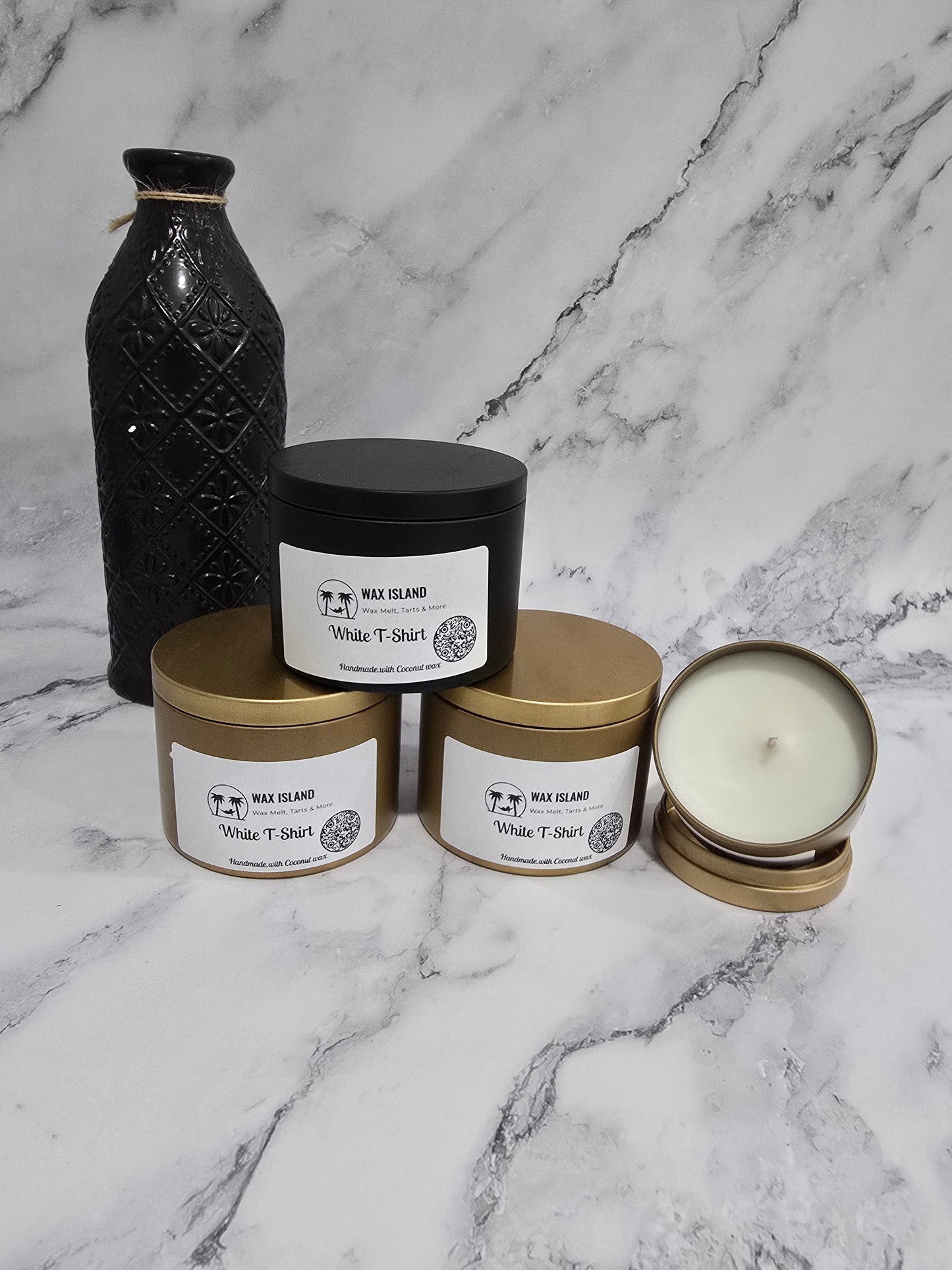 White T-Shirt 8oz candle tin can