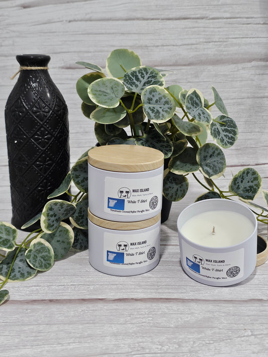 White T-Shirt 8oz tin candle